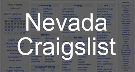 <b>craigslist</b> provides local classifieds and forums for jobs, housing, for sale, services, local community, and events. . Craiglist nevada